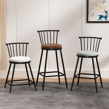 Metāla Ziemeļvalstu Bāra Krēsls Modernā Augstas Melnas Kājas, Atzveltne Letes Krēsli Minimālisma Virtuve Bārs Sandalyesi Sadzīves Apdare